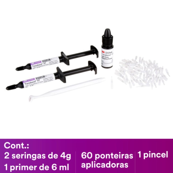 Adesivo 3M™ Transbond™ XT + Primer de 6ml + Cabo de Pincel + 60 Pontas de Pincel Kit - Solventum