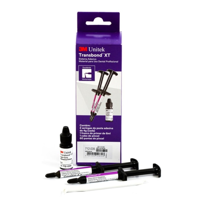Adesivo 3M™ Transbond™ XT + Primer de 6ml + Cabo de Pincel + 60 Pontas de Pincel Kit - Solventum