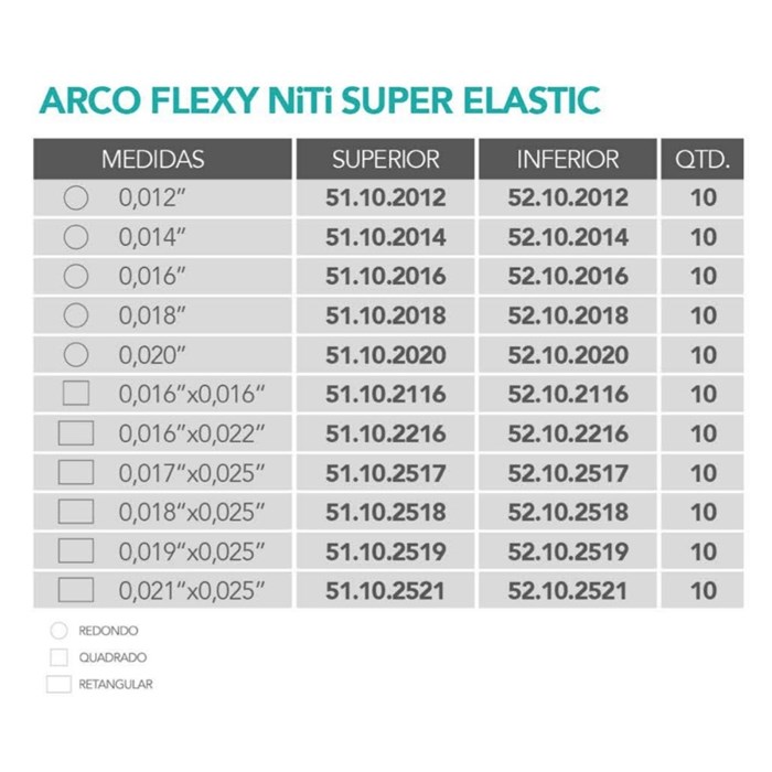Arco Flexy NiTi Superelástico Retangular - Orthometric