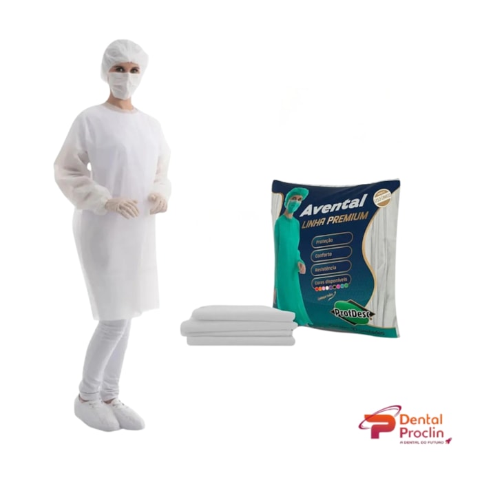 Avental Descartável Manga Longa Branco - Protdesc Validade: 02/26