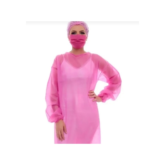 Avental Descartável Manga Longa Rosa Pink- Protdesc
