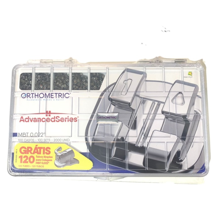 Bráquete Metálico Advanced Series MBT 022 + Tubos Simples de Colagem - Orthometric