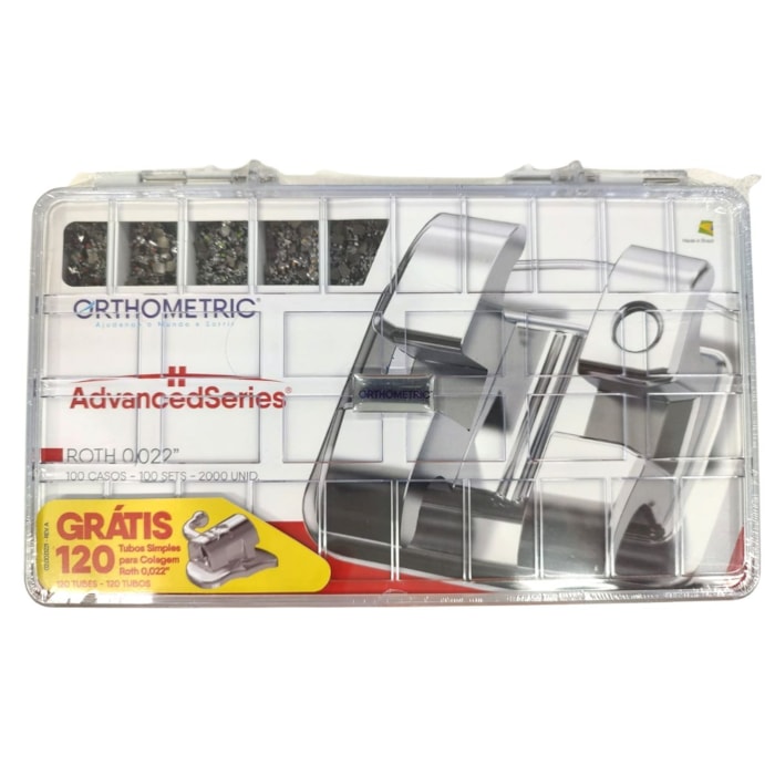 Bráquete Metálico Advanced Series Roth 022 + Tubos Simples de Colagem - Orthometric