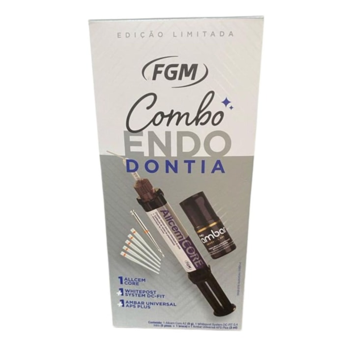 Cimento Resinoso Allcem Core + Adesvio Ambar Plus + Pinos Whitepost 0,4 Dc Kit - FGM Validade: 06/25