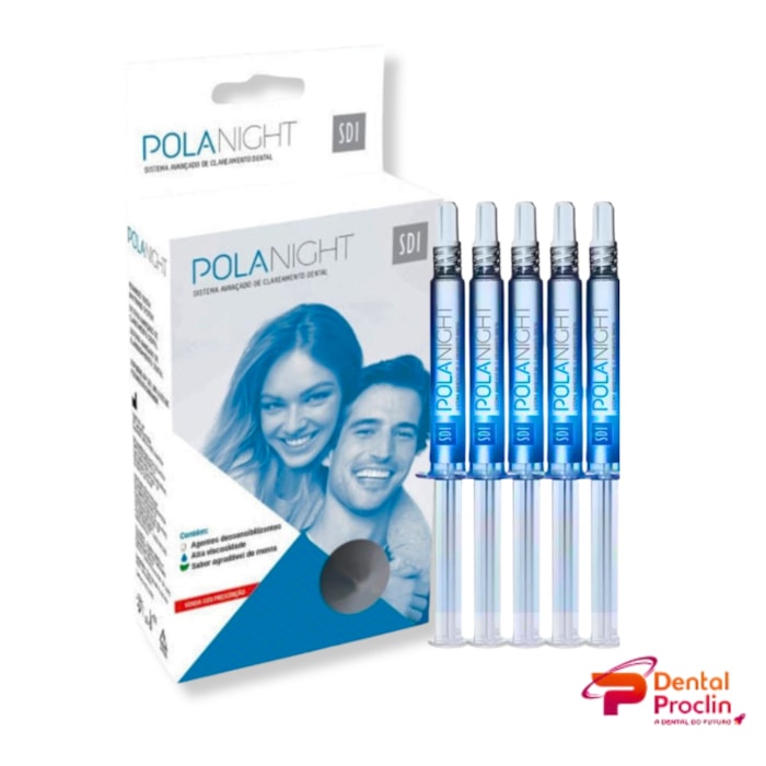 Clareador Pola Night Kit com 5 Seringas - SDI Validade: 07/26