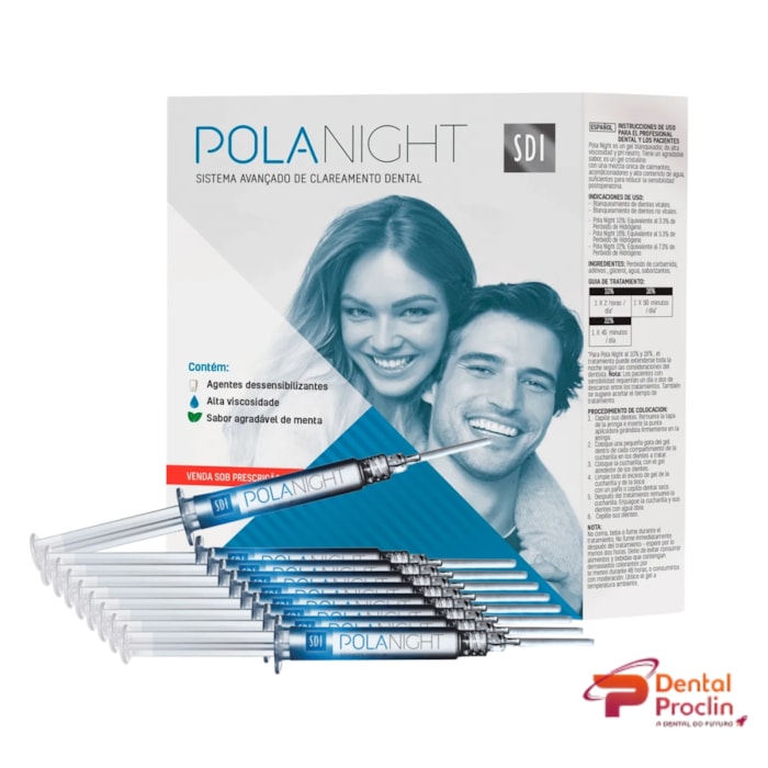 Clareador Pola Night Kit com 9 Seringas - SDI