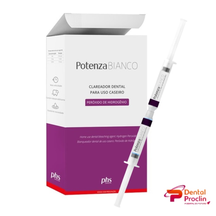 Clareador Potenza Bianco H2O2 Kit com 8 Seringas - PHS Validade: 02/27