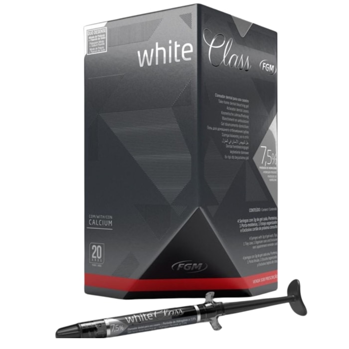 Clareador White Class 7,5% + Kit Com 3 Aplicadores - FGM Validade: 06/24