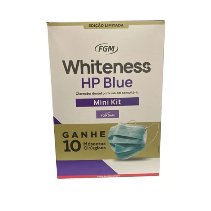 Clareador Whiteness HP Blue 35% + Barreira Gengival Top Dam + Máscara Kit - FGM  Validade: 10/24