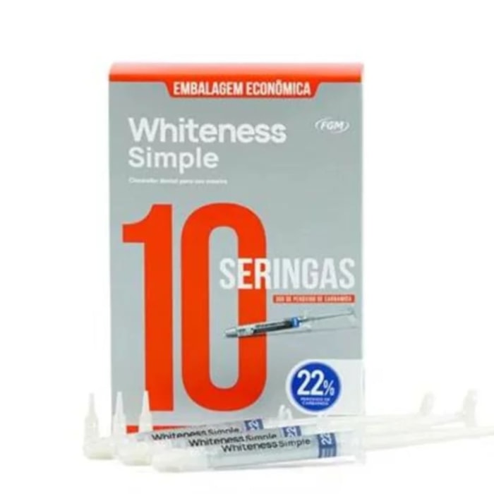 Clareador Whiteness Simple Kit com 10 Seringas - FGM  Validade: 01/25