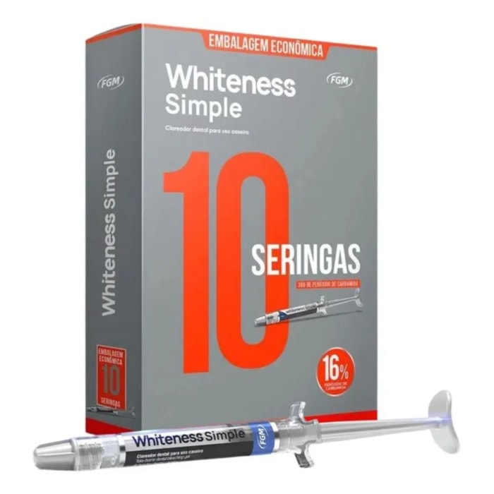 Clareador Whiteness Simple Kit com 10 Seringas - FGM - Validade: 05/25