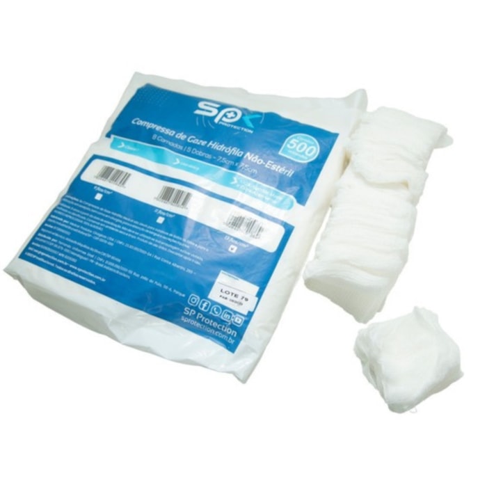 Compressa de Gaze Hidrófila Não Estéril 13 Fios - SP Protection