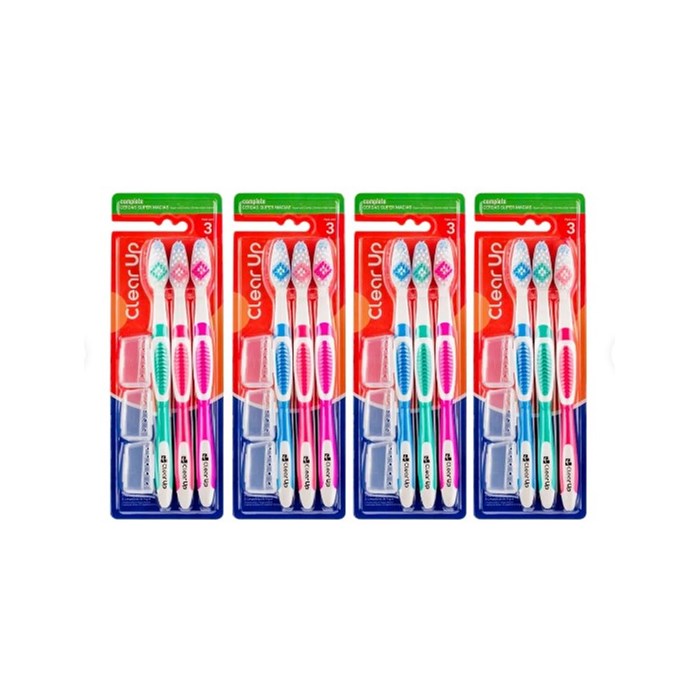 Escova de Dente Complete Clear Up com 3 Unidades (Cores Sortidas) - Multi Saúde 