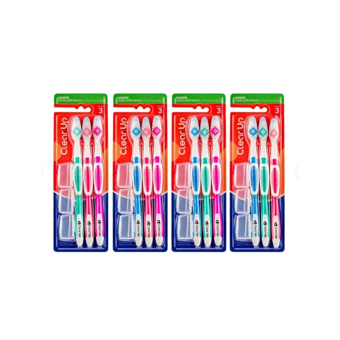 Escova de Dente Complete Clear Up com 3 Unidades (Cores Sortidas) - Multi Saúde