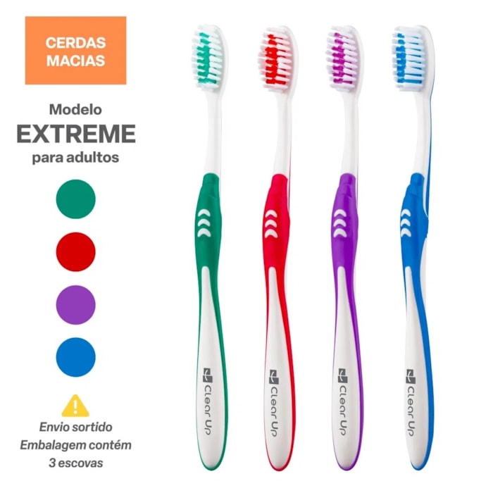 Escova de Dente Pop Cerdas Macias Kit com 3 Unidades - Multilaser