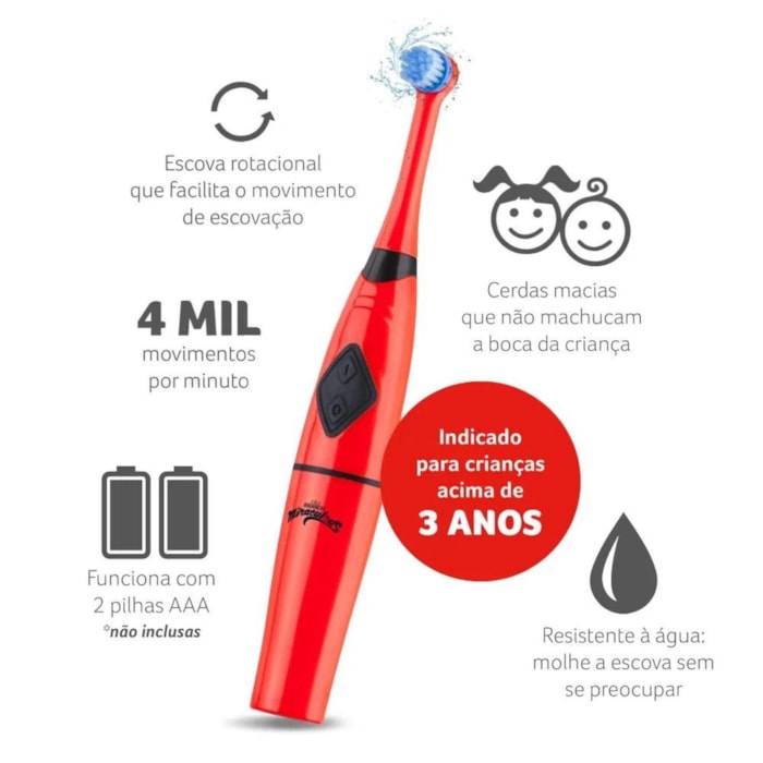 Escova Dental Rotacional Infantil Lady Bug - Miraculous