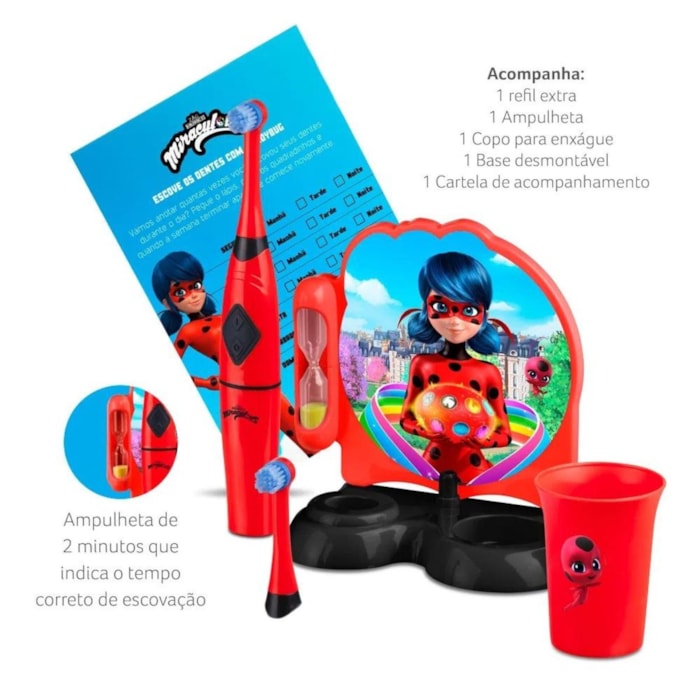 Escova Dental Rotacional Infantil Lady Bug - Miraculous
