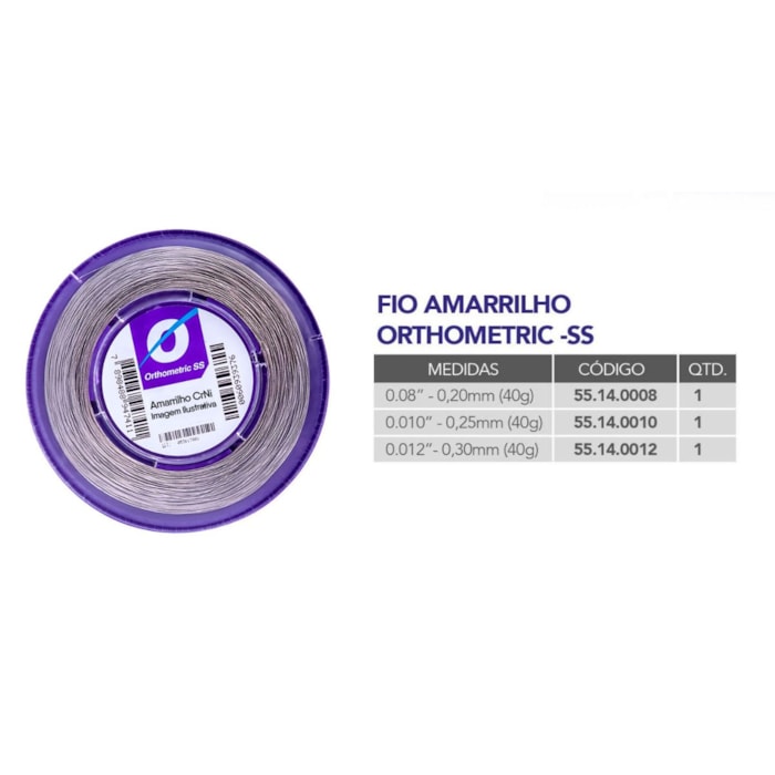 Fio de Aço Para Amarrilho SS CrNi 0.12 - (0,30mm) - 40g - Orthometric