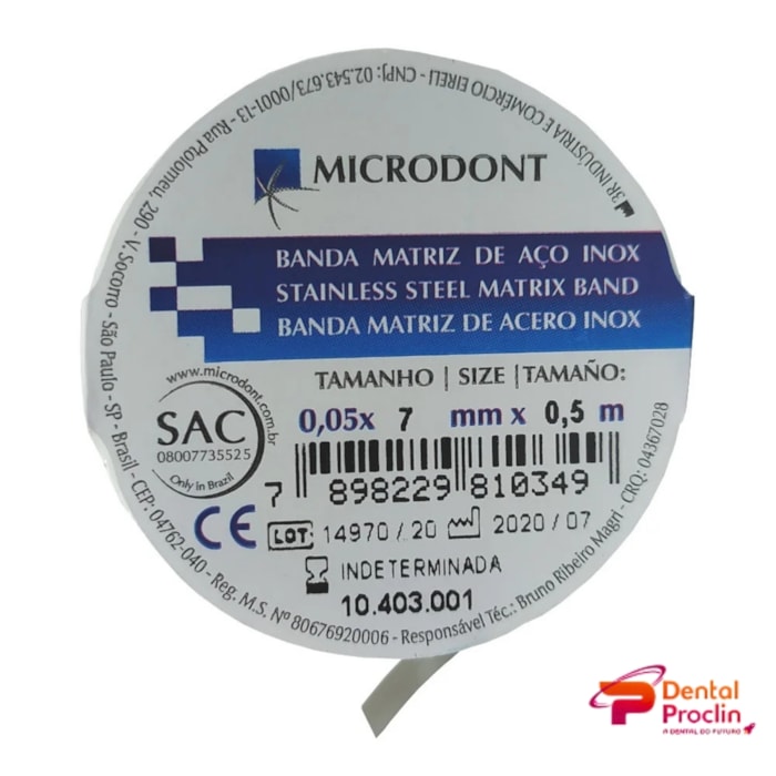 Fita Banda Matriz Metálica - Microdont