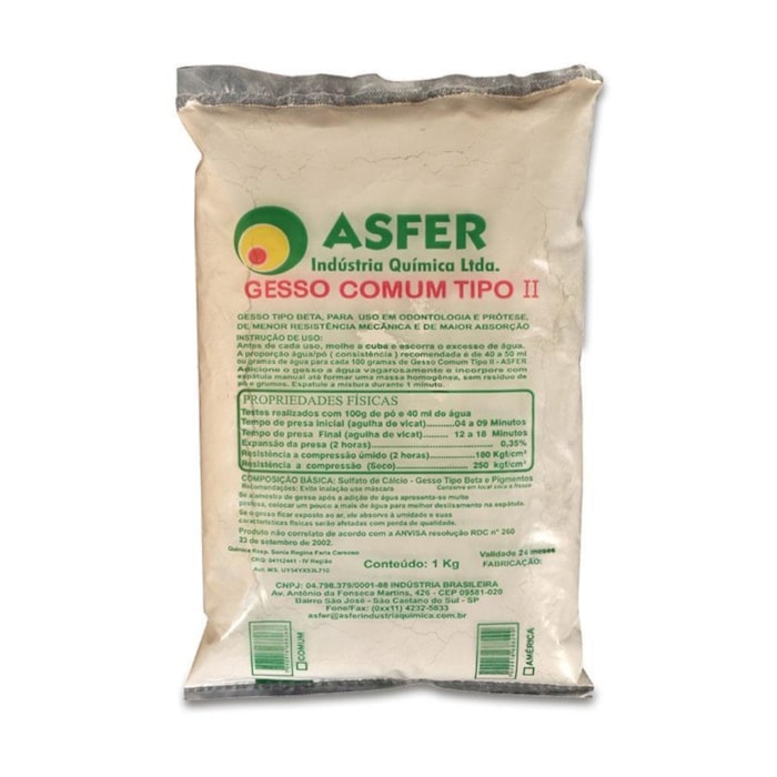 Gesso Comum Tipo II Saco de 1Kg - Asfer