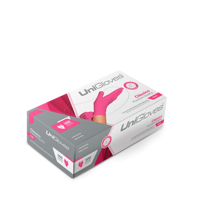 Luva de Procedimento Clássico Pink Premium Quality - Unigloves