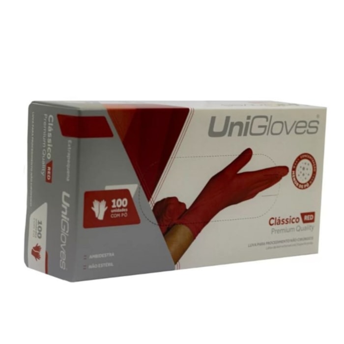 Luva de Procedimento Clássico Red Premium Quality - Unigloves