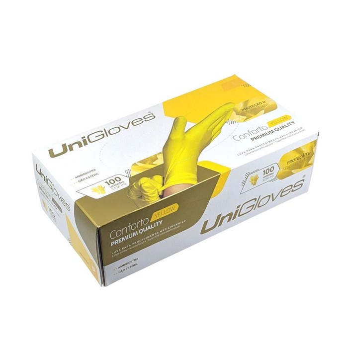 Luva de Procedimento Conforto Yellow Premium Quality - Unigloves
