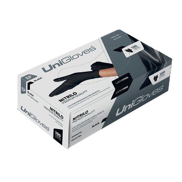 Luva de Procedimento Nitrílica Black Premium Quality - Unigloves