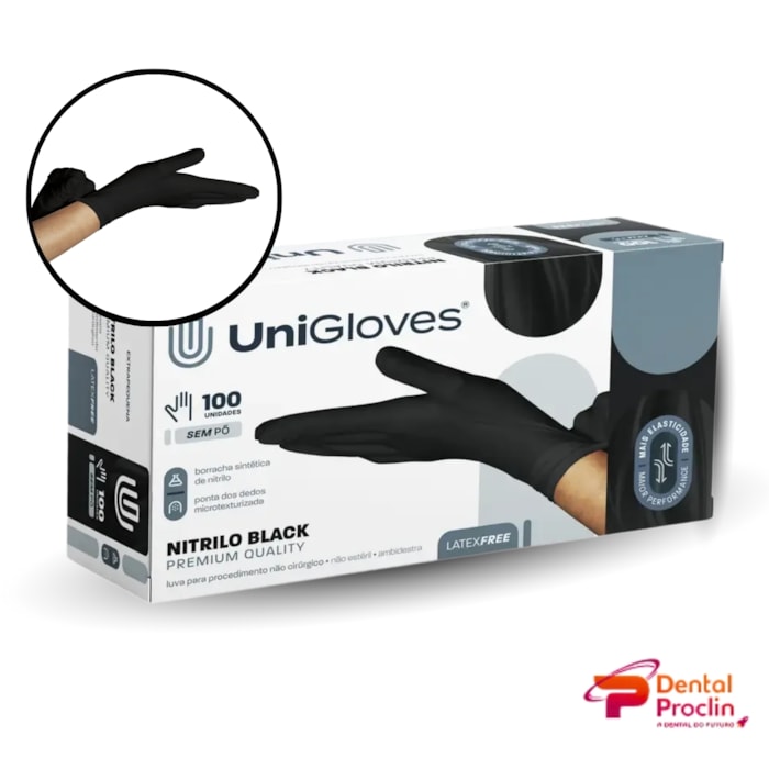 Luva de Procedimento Nitrílica Black Premium Quality - Unigloves