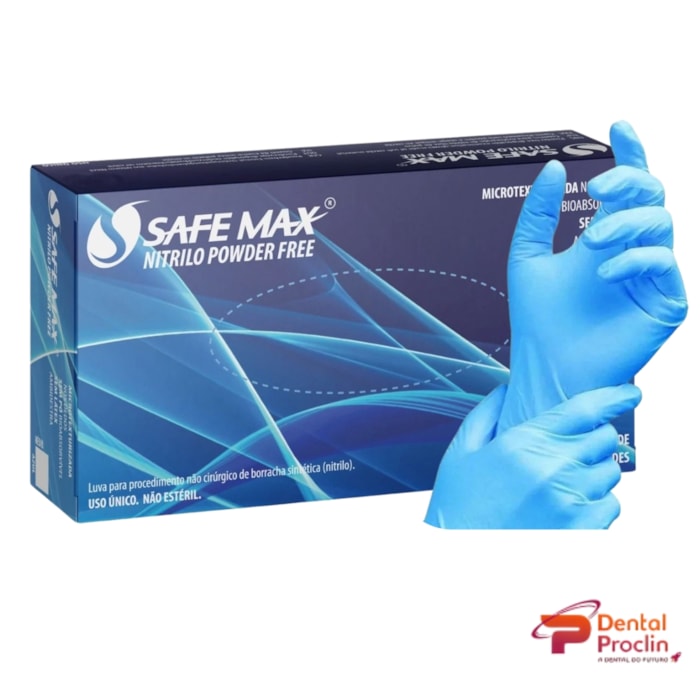 Luva de Procedimento Nitrílica SafeMax Azul - Supermax