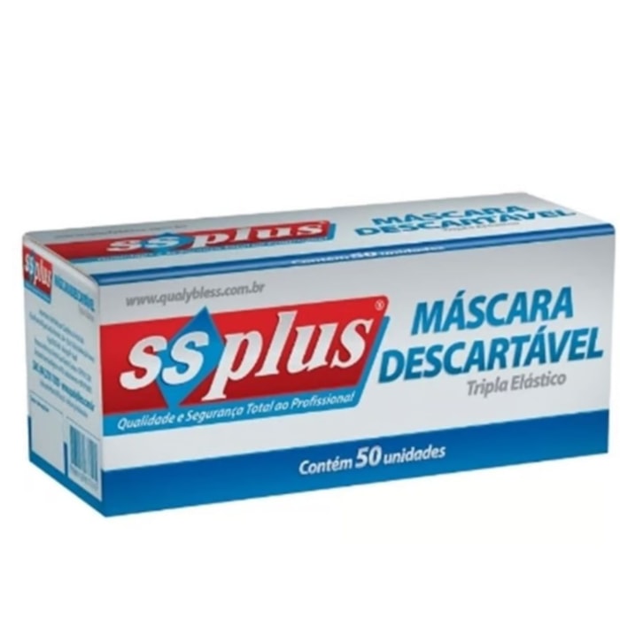 Mascara Descartável Tripla com Elástico - SS Plus  Validade: 11/24