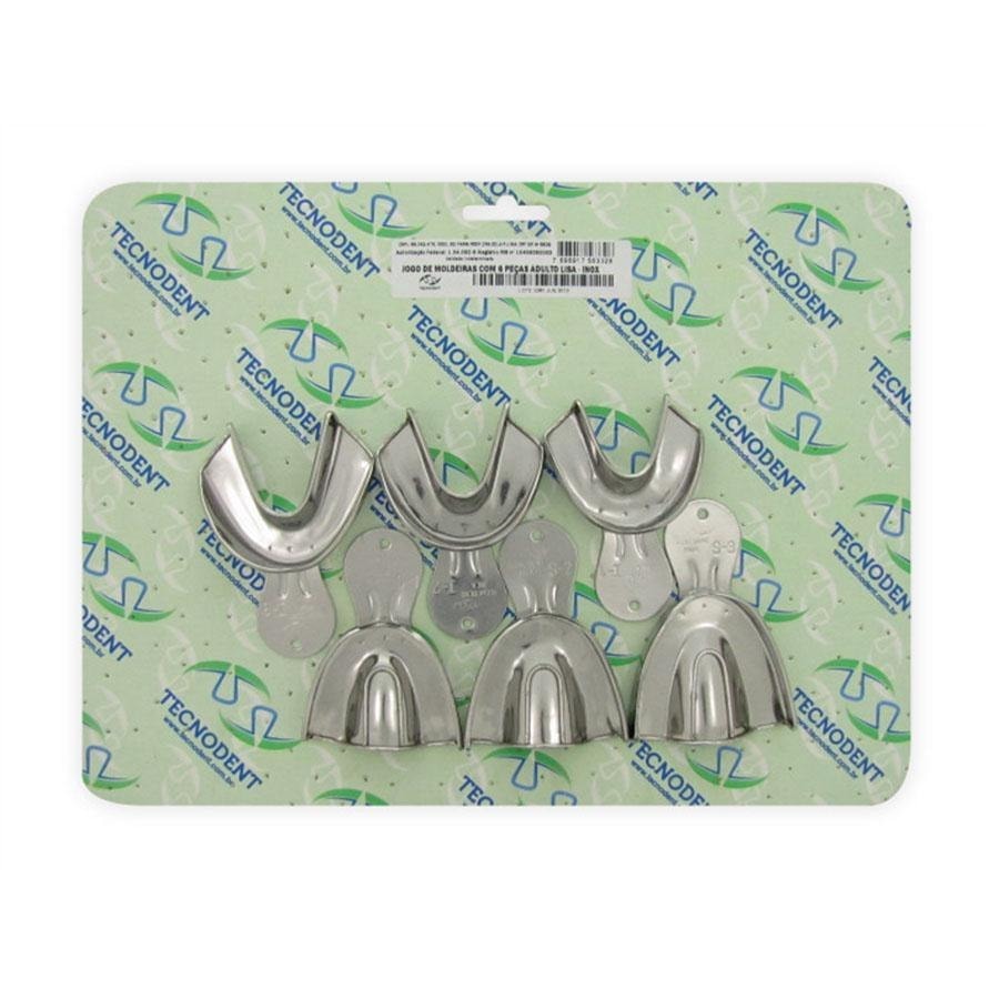 Moldeiras Com 6 Peças Adulto Dentado Lisa Inox - Tecnodent