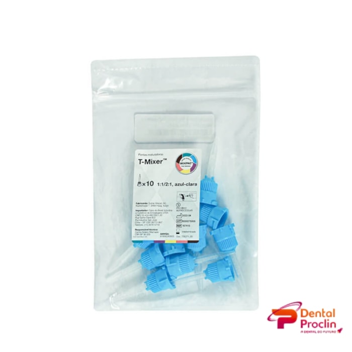 Ponta Misturadora T-Mixer Ø 3,2mm Azul-claro 1:1/2:1 com 10 - MixPac
