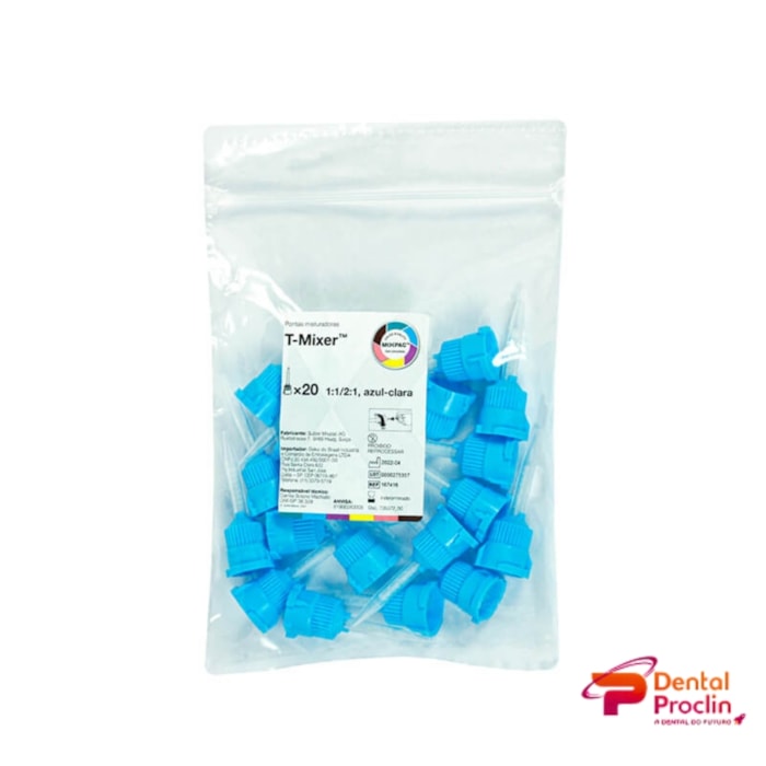 Ponta Misturadora T-Mixer Ø 3.2mm Azul-claro 1:1/2:1 com 20 - MixPac