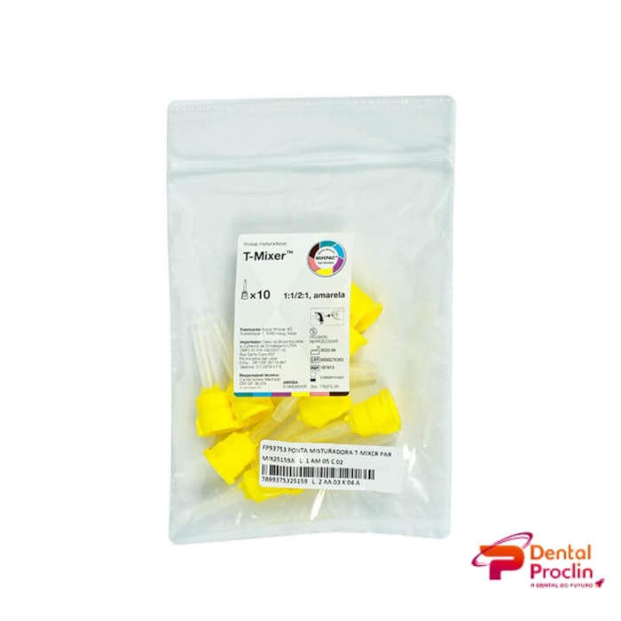 Ponta Misturadora T-Mixer Ø Amarelo 4,2mm com 10 - MixPac