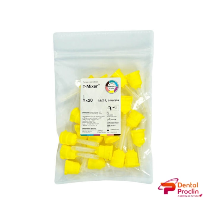 Ponta Misturadora T-Mixer Ø Amarelo 4,2mm com 20 - MixPac