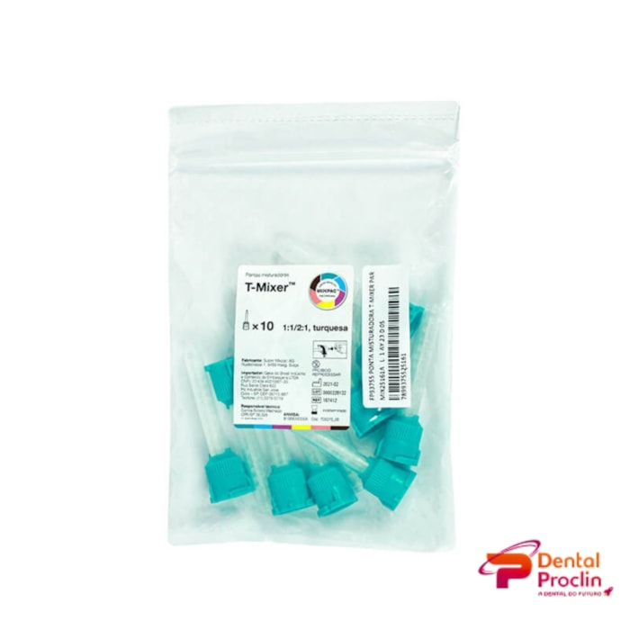 Ponta Misturadora T-Mixer Turquesa 1:1/2:1 6,5mm - MixPac