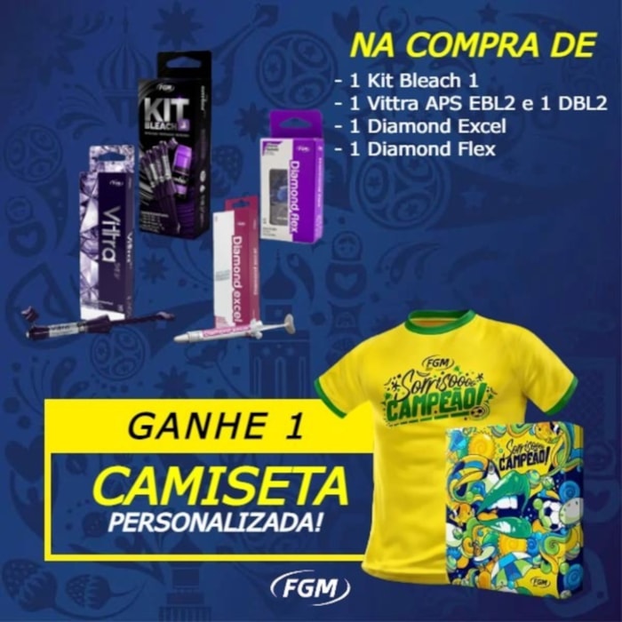 Resina Vittra APS Kit Bleach 1 + Pasta Diamond Excel + Diamond Flex Combo Copa - FGM