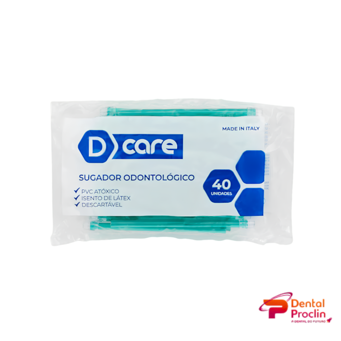 Sugador Odontológico Descartável com 40 Unidades - D Care