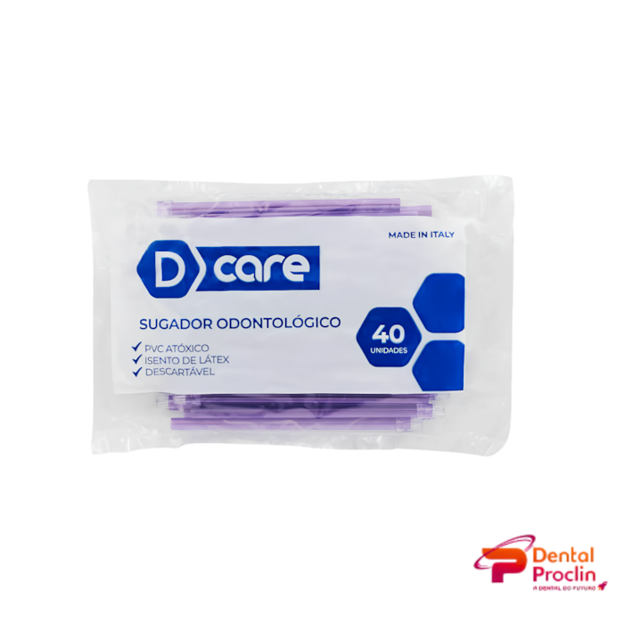 Sugador Odontológico Descartável com 40 Unidades - D Care